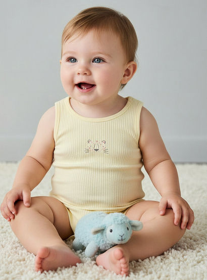 Pack of 5 Juniors Round Neck Sleeveless Bodysuit with Ribbed Design-baby-boys-clothing-multipacks-image-2