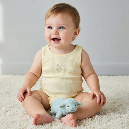 Pack of 5 Juniors Round Neck Sleeveless Bodysuit with Ribbed Design