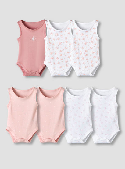 Pack of 7 Juniors Round Neck Sleeveless Bodysuit with Fun Prints-baby-girls-clothing-bodysuits-image-1