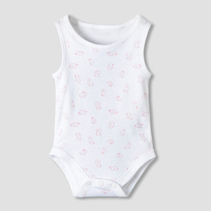 Pack of 7 Juniors Round Neck Sleeveless Bodysuit with Fun Prints