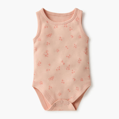 Juniors Printed Sleeveless Bodysuit with Button Closure - Set of 4