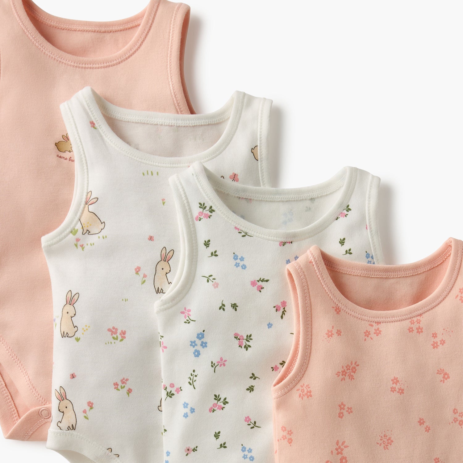 Juniors Printed Sleeveless Bodysuit with Button Closure - Set of 4