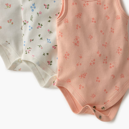 Juniors Printed Sleeveless Bodysuit with Button Closure - Set of 4