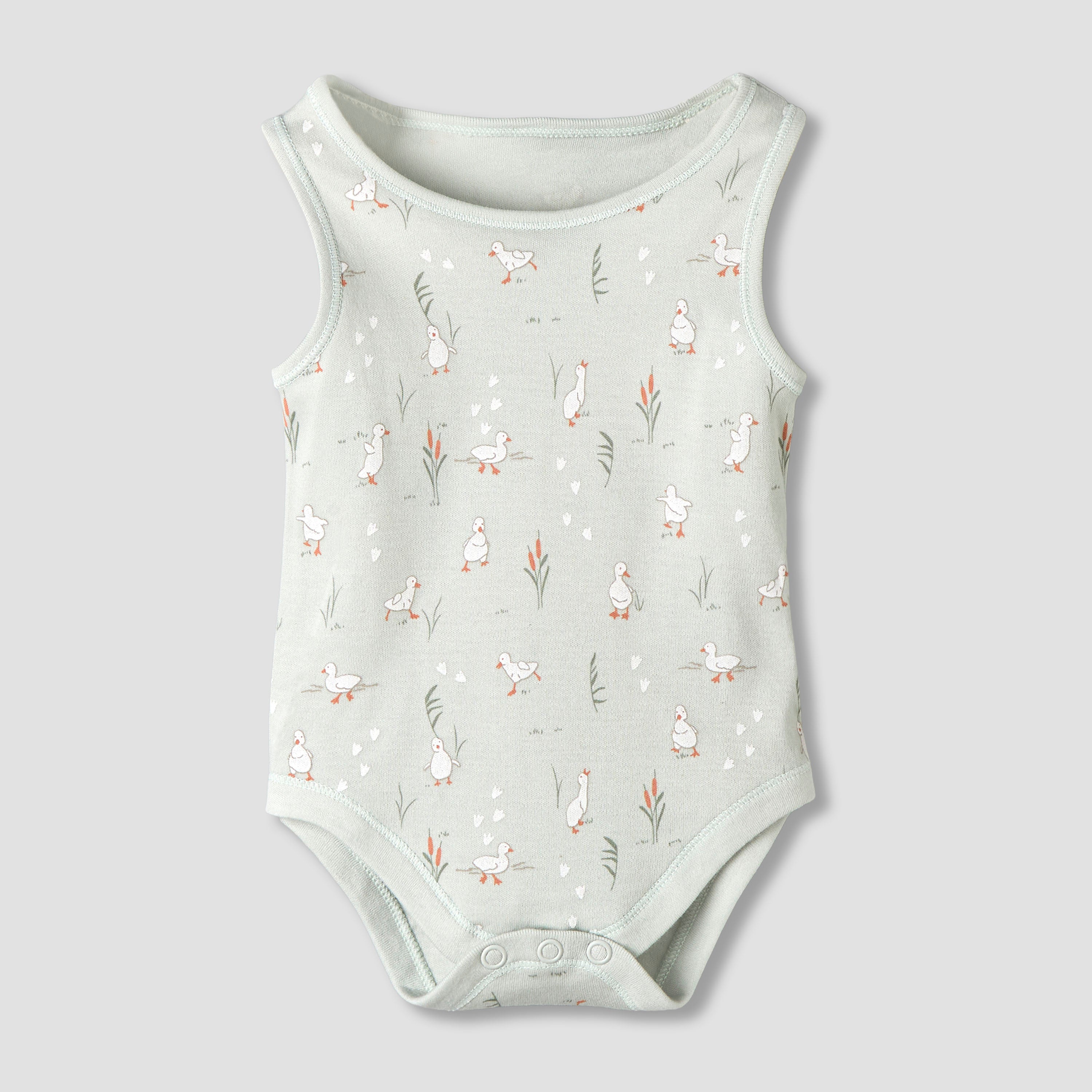 Pack of 7 Juniors Cotton Round Neck Sleeveless Bodysuit with Fun Prints