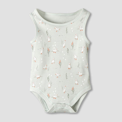 Pack of 7 Juniors Cotton Round Neck Sleeveless Bodysuit with Fun Prints