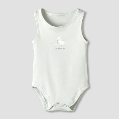 Pack of 7 Juniors Cotton Round Neck Sleeveless Bodysuit with Fun Prints