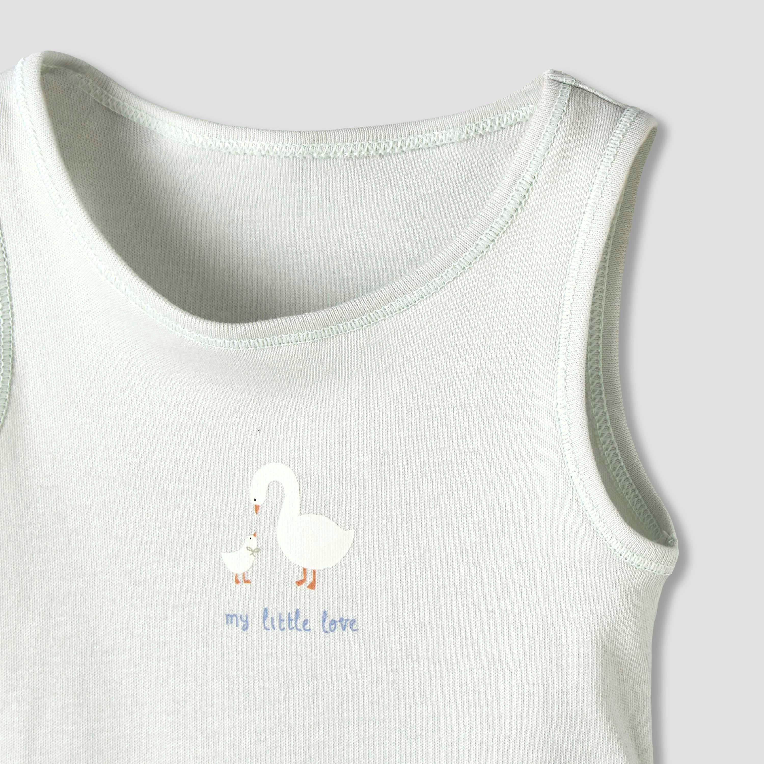 Pack of 7 Juniors Cotton Round Neck Sleeveless Bodysuit with Fun Prints