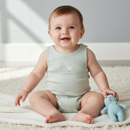 Pack of 7 Juniors Cotton Round Neck Sleeveless Bodysuit with Fun Prints