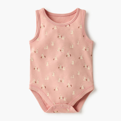 Juniors Printed Sleeveless Bodysuit with Button Closure - Set of 7