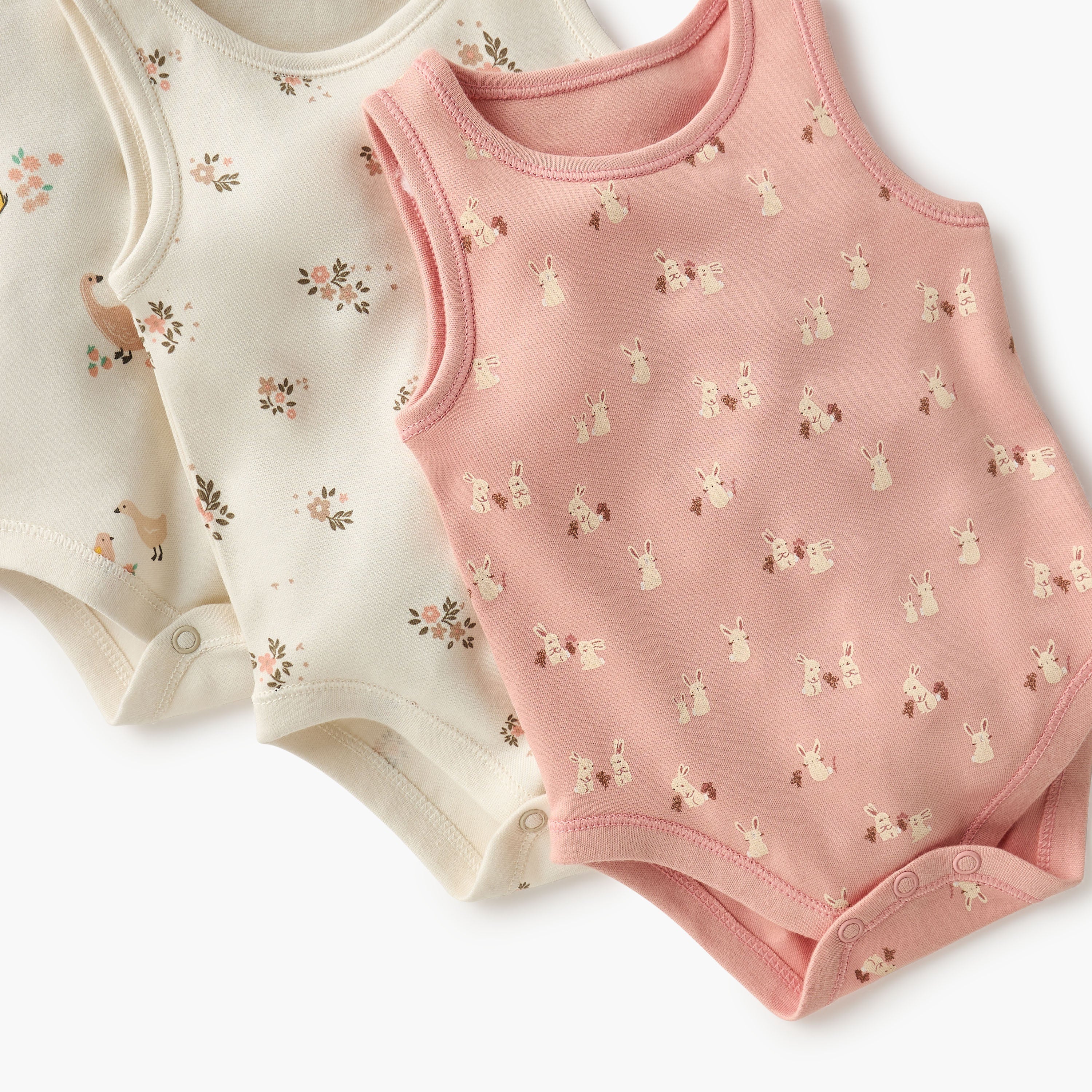 Juniors Printed Sleeveless Bodysuit with Button Closure - Set of 7