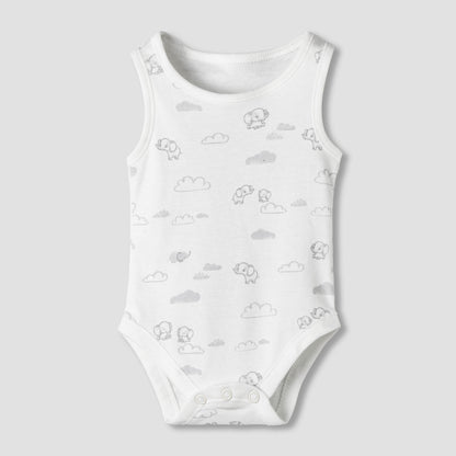Pack of 7 Juniors Round Neck Sleeveless Bodysuit with Fun Prints