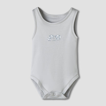 Pack of 7 Juniors Round Neck Sleeveless Bodysuit with Fun Prints