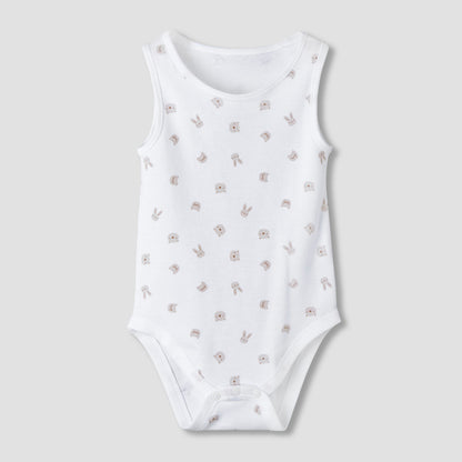 Pack of 7 Juniors Round Neck Sleeveless Bodysuit with Fun Prints