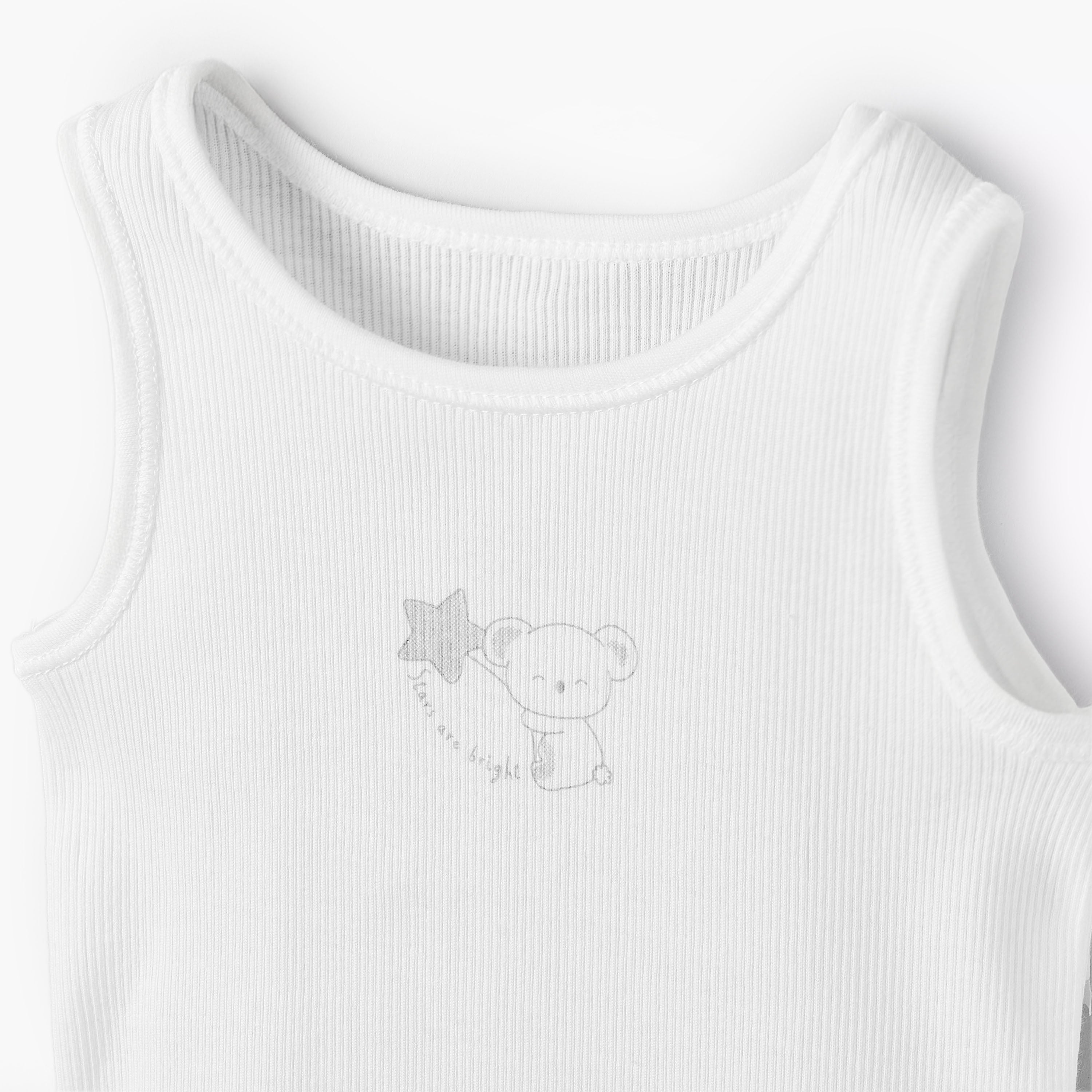 Pack of 10 Juniors Round Neck Sleeveless Bodysuit with Bear Print