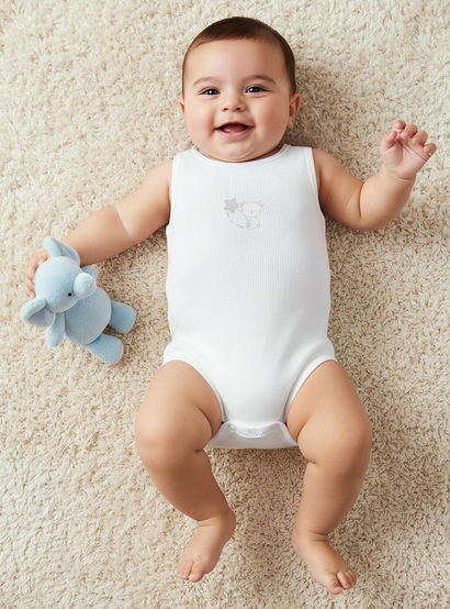 Pack of 10 Juniors Round Neck Sleeveless Bodysuit with Bear Print-baby-boys-clothing-multipacks-image-2
