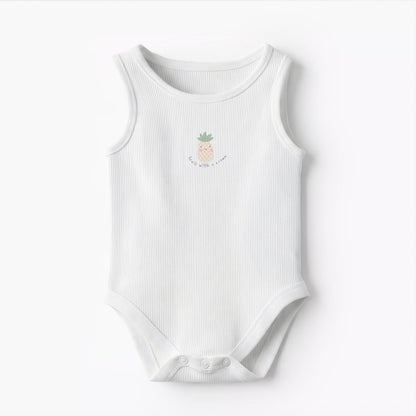 Pack of 10 Juniors Round Neck Sleeveless Bodysuit with Fruits Print