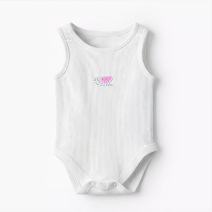 Pack of 10 Juniors Round Neck Sleeveless Bodysuit with Fruits Print