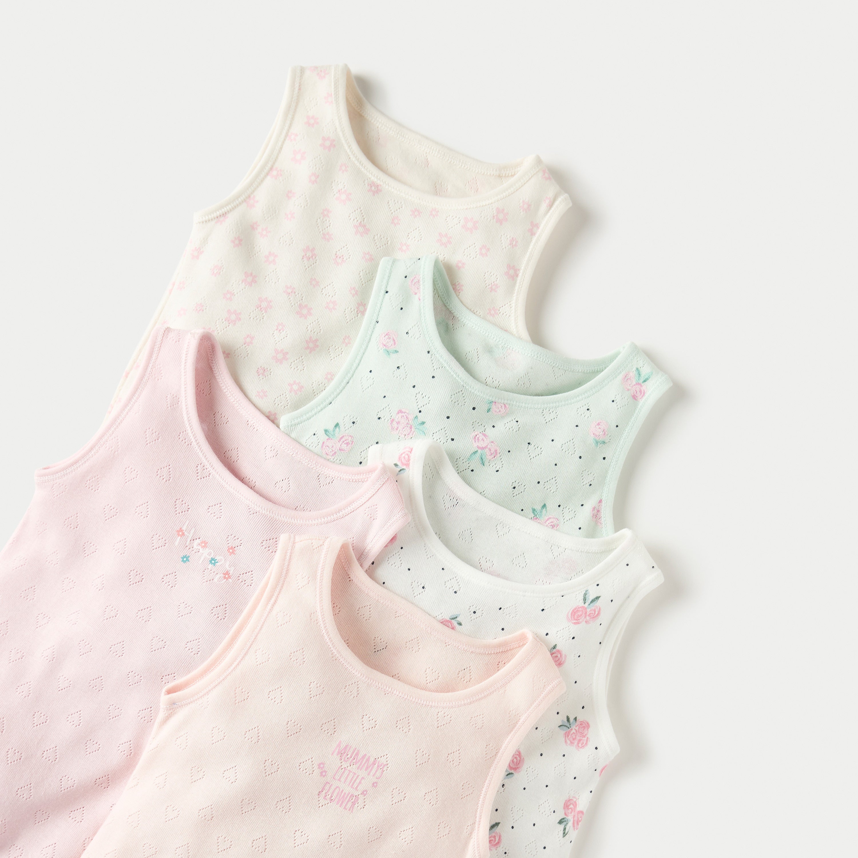 Juniors Floral Print Short Sleeveless Bodysuit - Set of 7