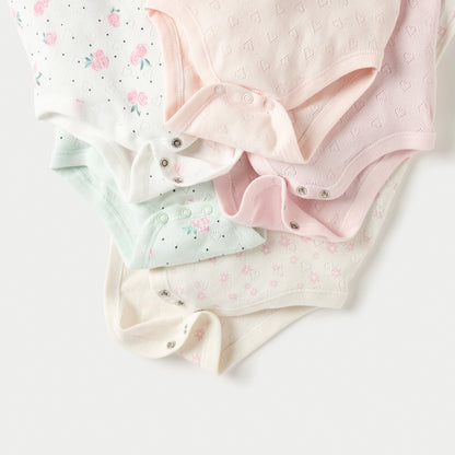 Juniors Floral Print Short Sleeveless Bodysuit - Set of 7