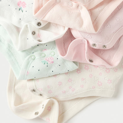 Juniors Floral Print Short Sleeveless Bodysuit - Set of 7
