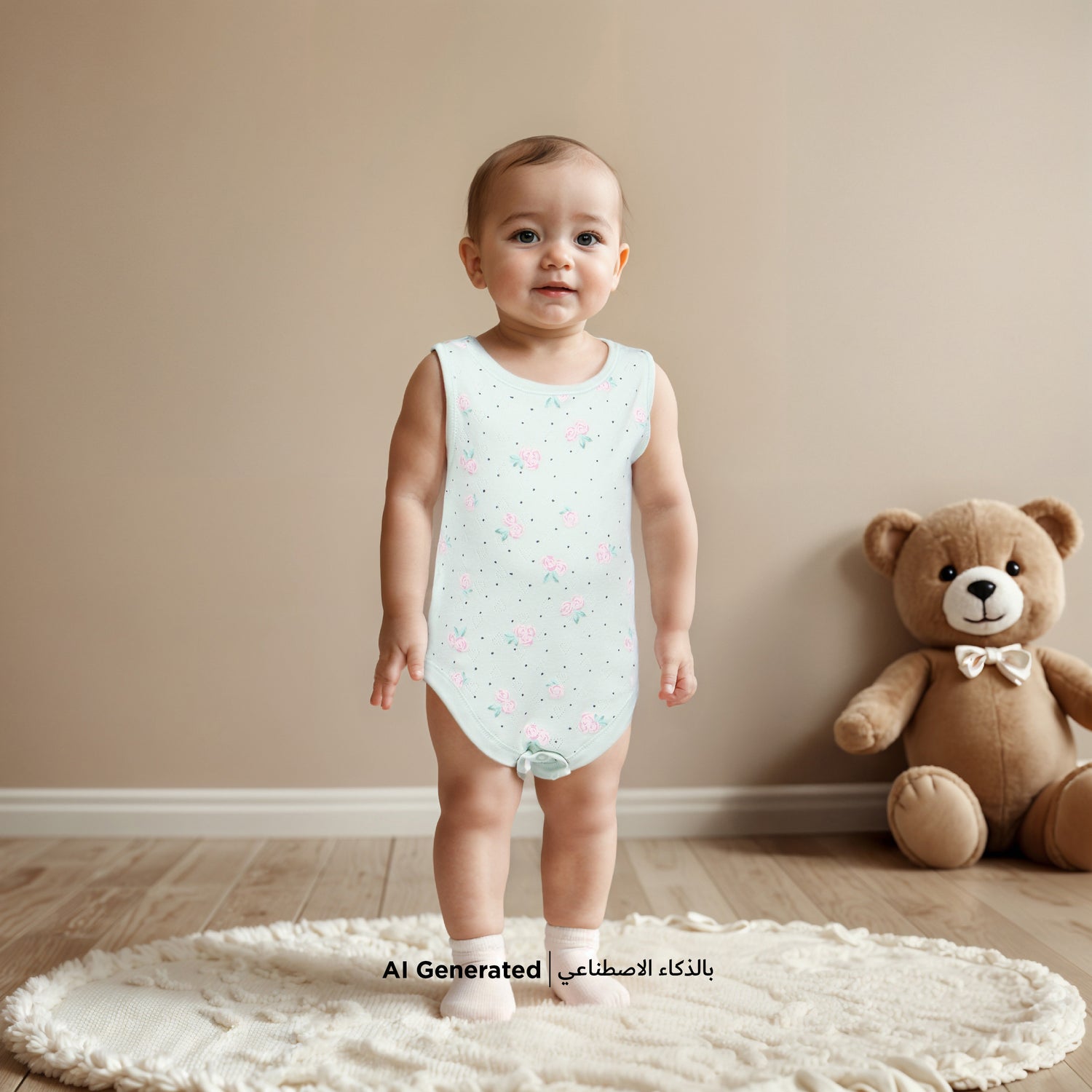Juniors Floral Print Short Sleeveless Bodysuit - Set of 7