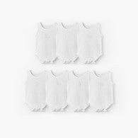 Pack of 7 Juniors Cotton Round Neck Sleeveless Bodysuit with Ribbed Design-undefined-image-1