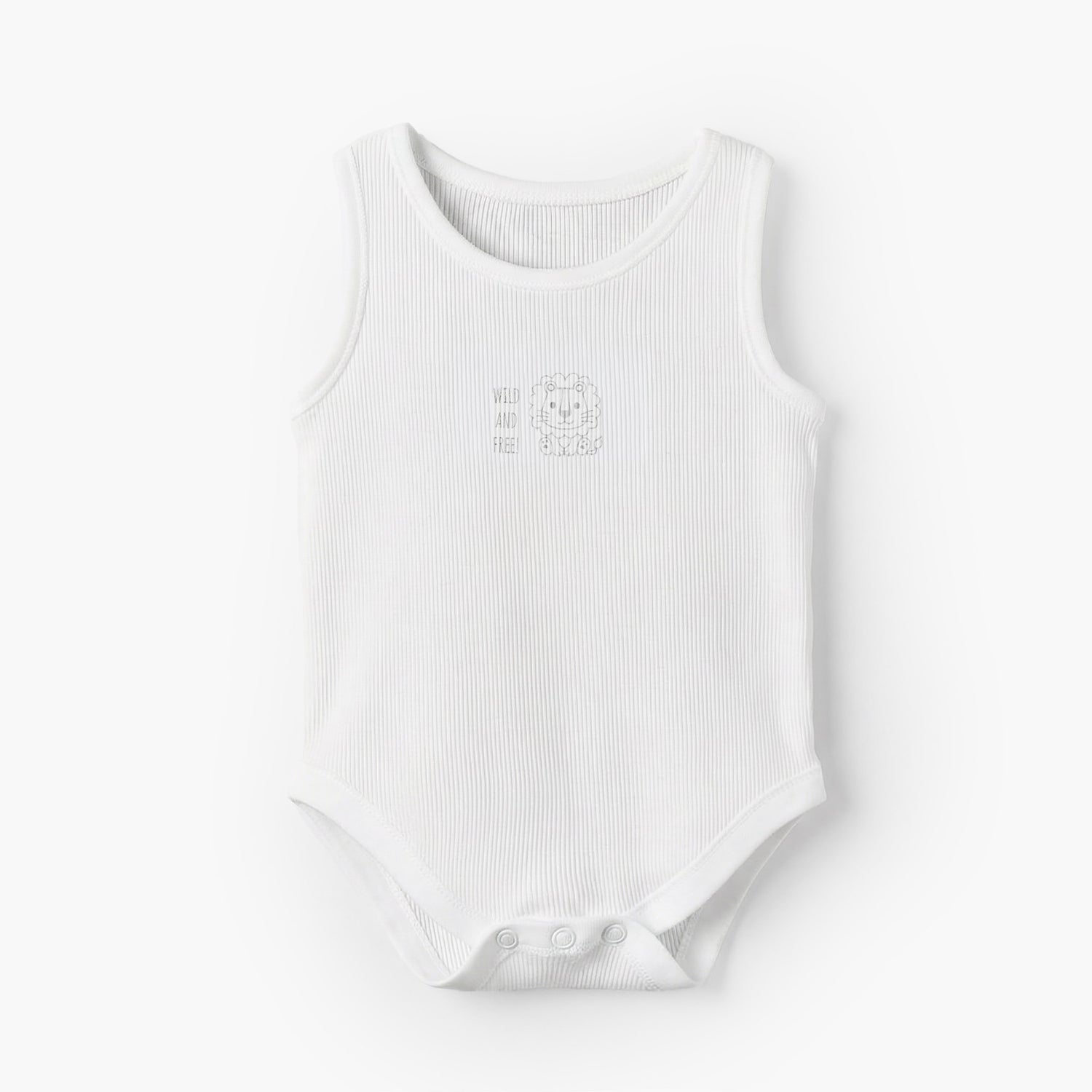 Pack of 7 Juniors Cotton Round Neck Sleeveless Bodysuit with Ribbed Design