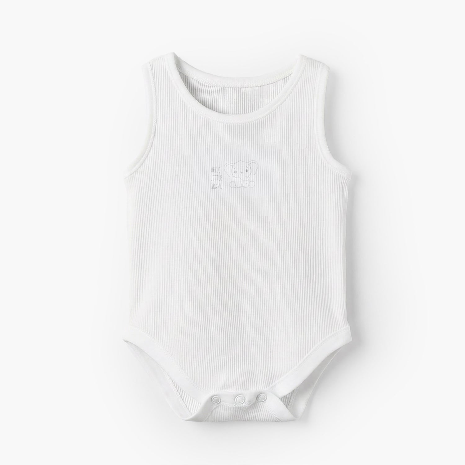 Pack of 7 Juniors Cotton Round Neck Sleeveless Bodysuit with Ribbed Design