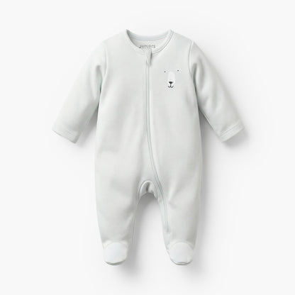 Pack of 7 Juniors Cotton Round Neck Long Sleeves Sleepsuit with Zip Closure