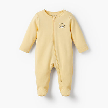 Pack of 7 Juniors Cotton Round Neck Long Sleeves Sleepsuit with Zip Closure