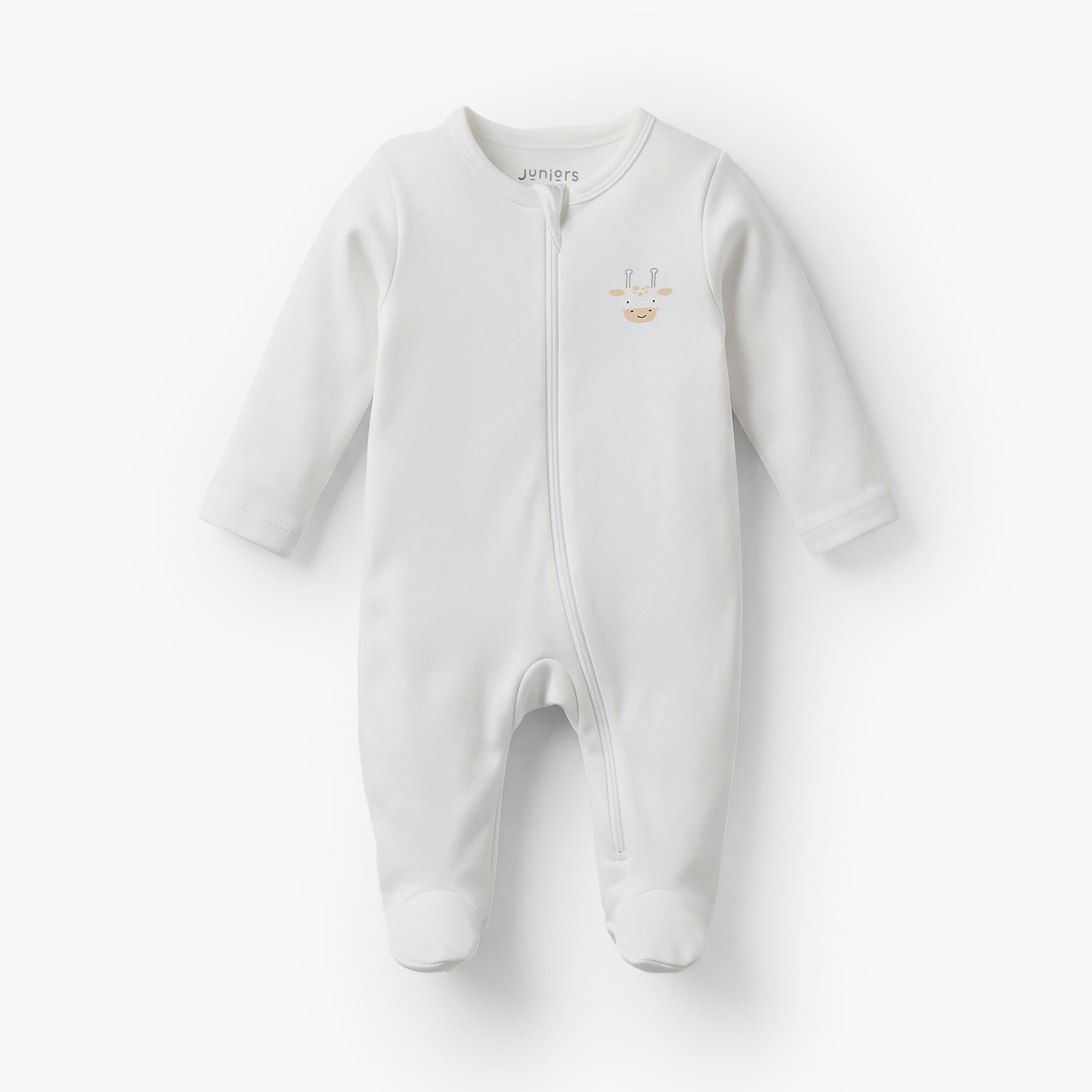 Pack of 7 Juniors Cotton Round Neck Long Sleeves Sleepsuit with Zip Closure