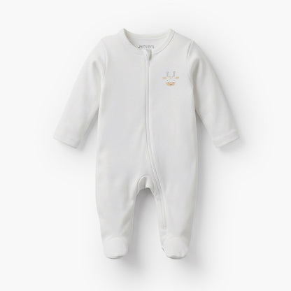 Pack of 7 Juniors Cotton Round Neck Long Sleeves Sleepsuit with Zip Closure