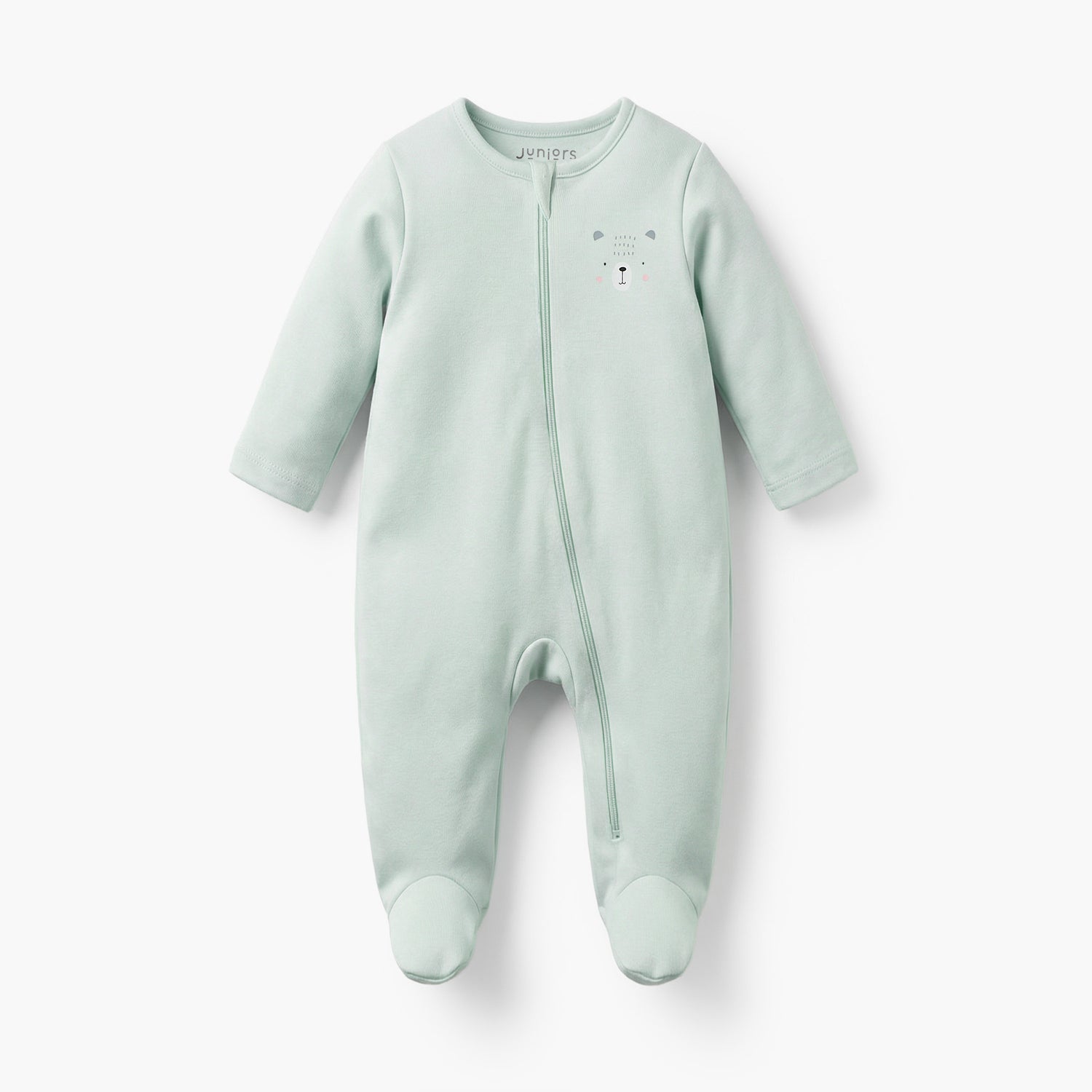 Pack of 7 Juniors Cotton Round Neck Long Sleeves Sleepsuit with Zip Closure