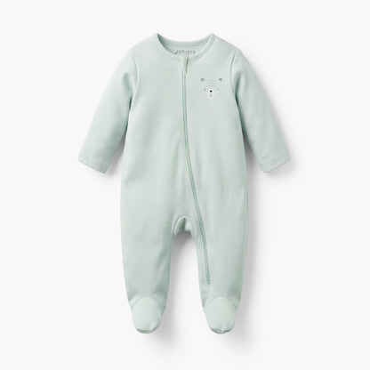 Pack of 7 Juniors Cotton Round Neck Long Sleeves Sleepsuit with Zip Closure
