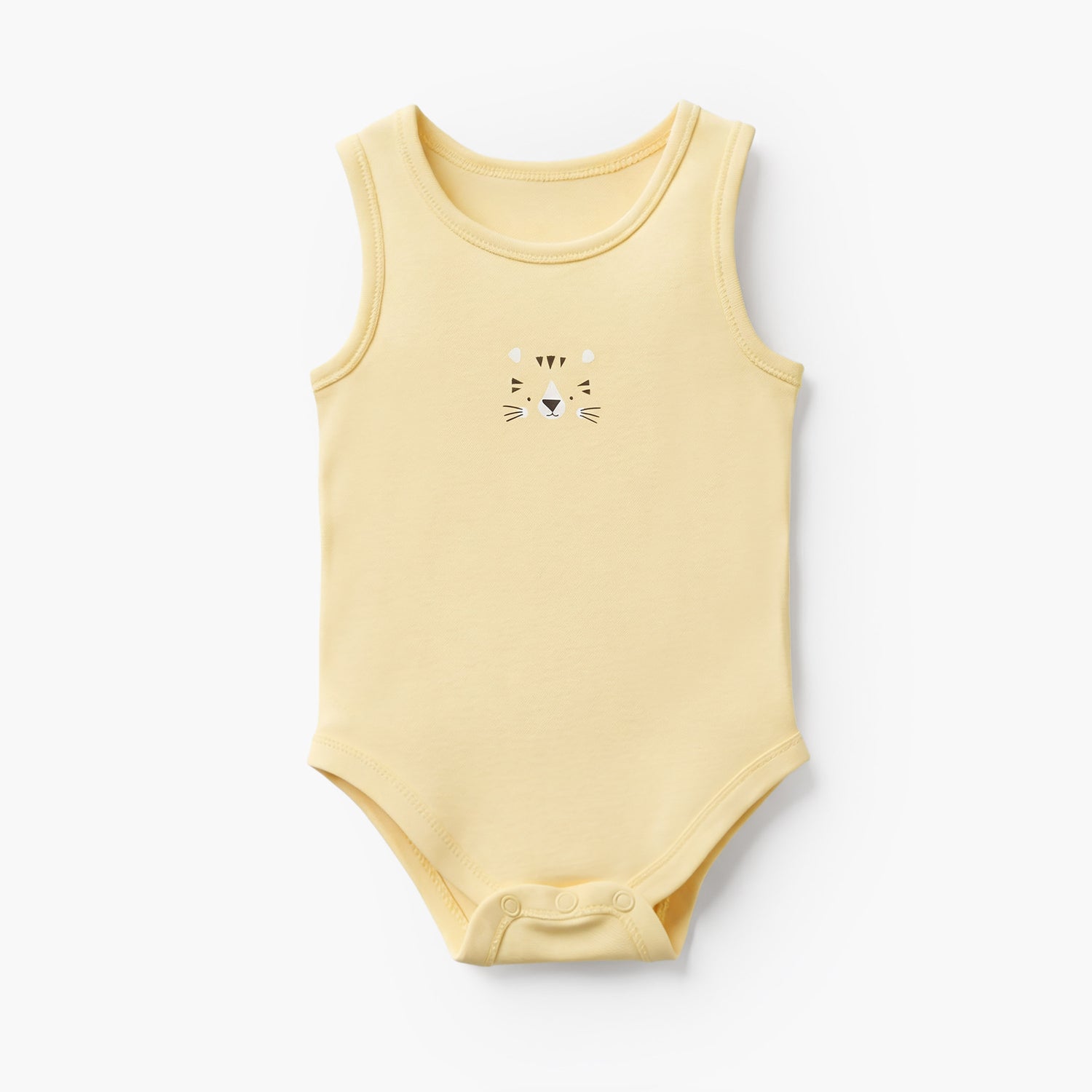 Pack of 7 Juniors Cotton Round Neck Sleeveless Bodysuit with Snap Button Closure