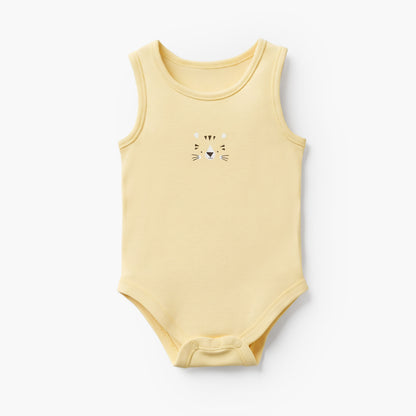 Pack of 7 Juniors Cotton Round Neck Sleeveless Bodysuit with Snap Button Closure