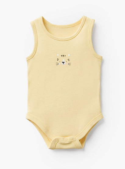 Pack of 7 Juniors Cotton Round Neck Sleeveless Bodysuit with Snap Button Closure-baby-girls-clothing-bodysuits-image-5