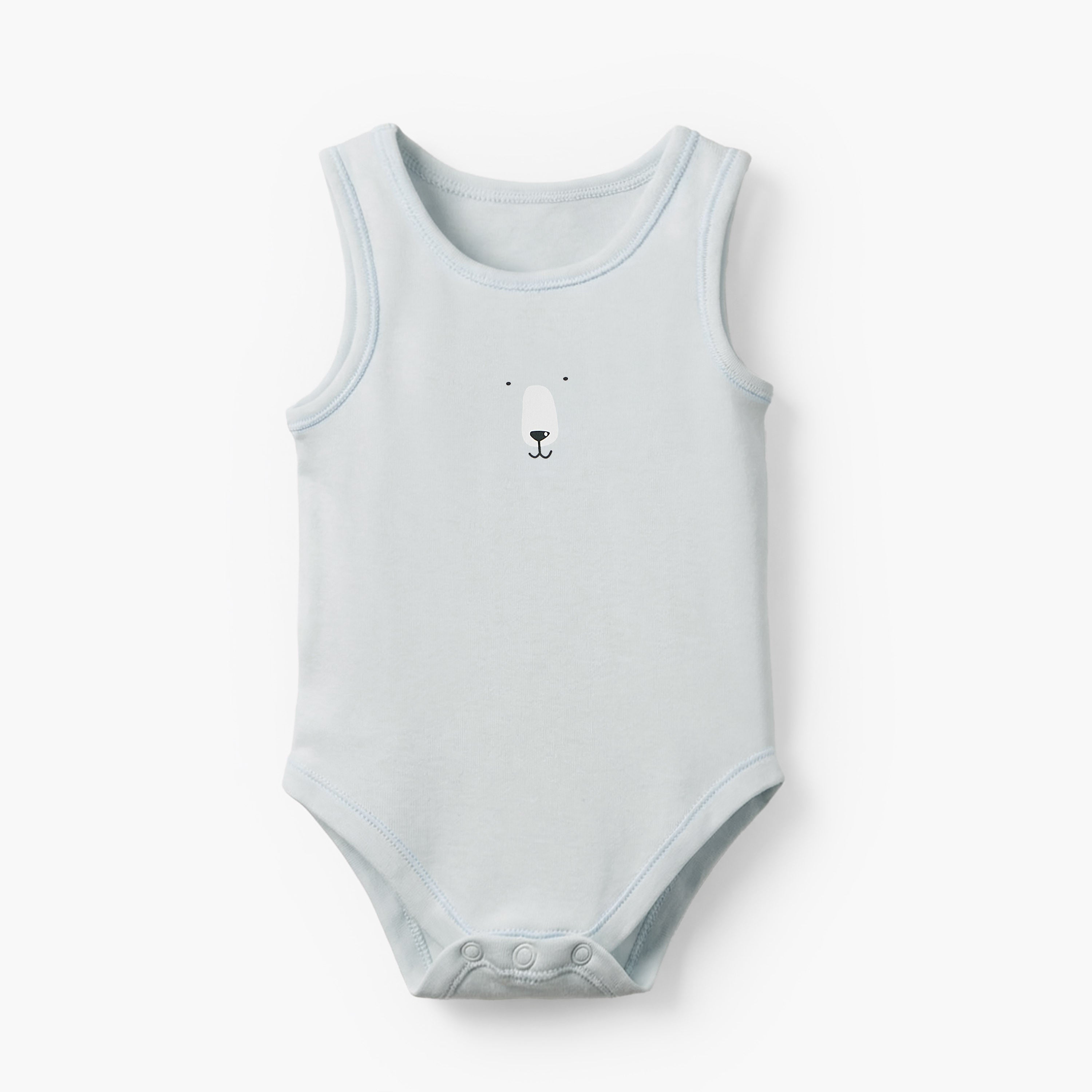 Pack of 7 Juniors Cotton Round Neck Sleeveless Bodysuit with Snap Button Closure
