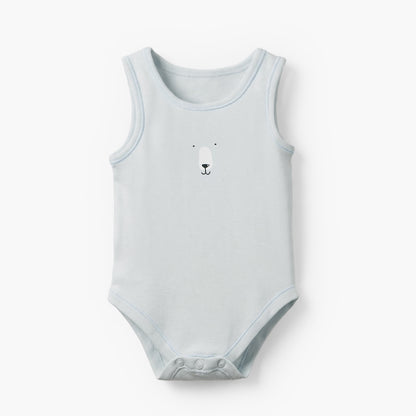 Pack of 7 Juniors Cotton Round Neck Sleeveless Bodysuit with Snap Button Closure