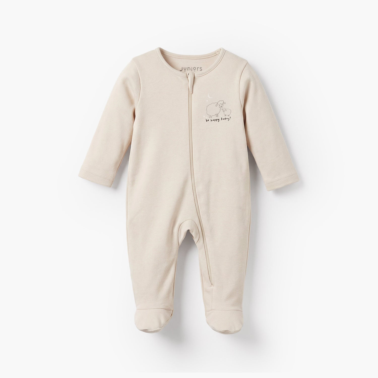 Pack of 7 Juniors Cotton Round Neck Long Sleeves Sleepsuit with Zip Closure