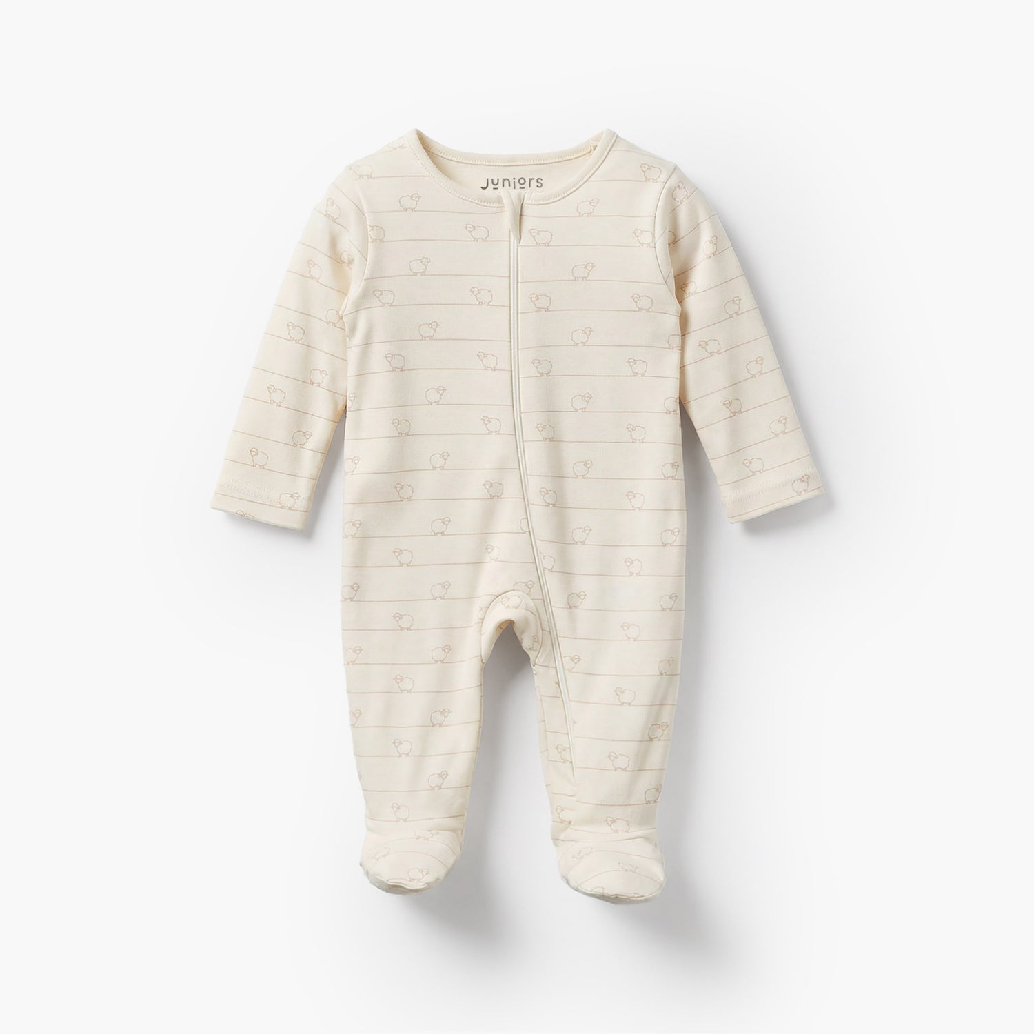 Pack of 7 Juniors Cotton Round Neck Long Sleeves Sleepsuit with Zip Closure