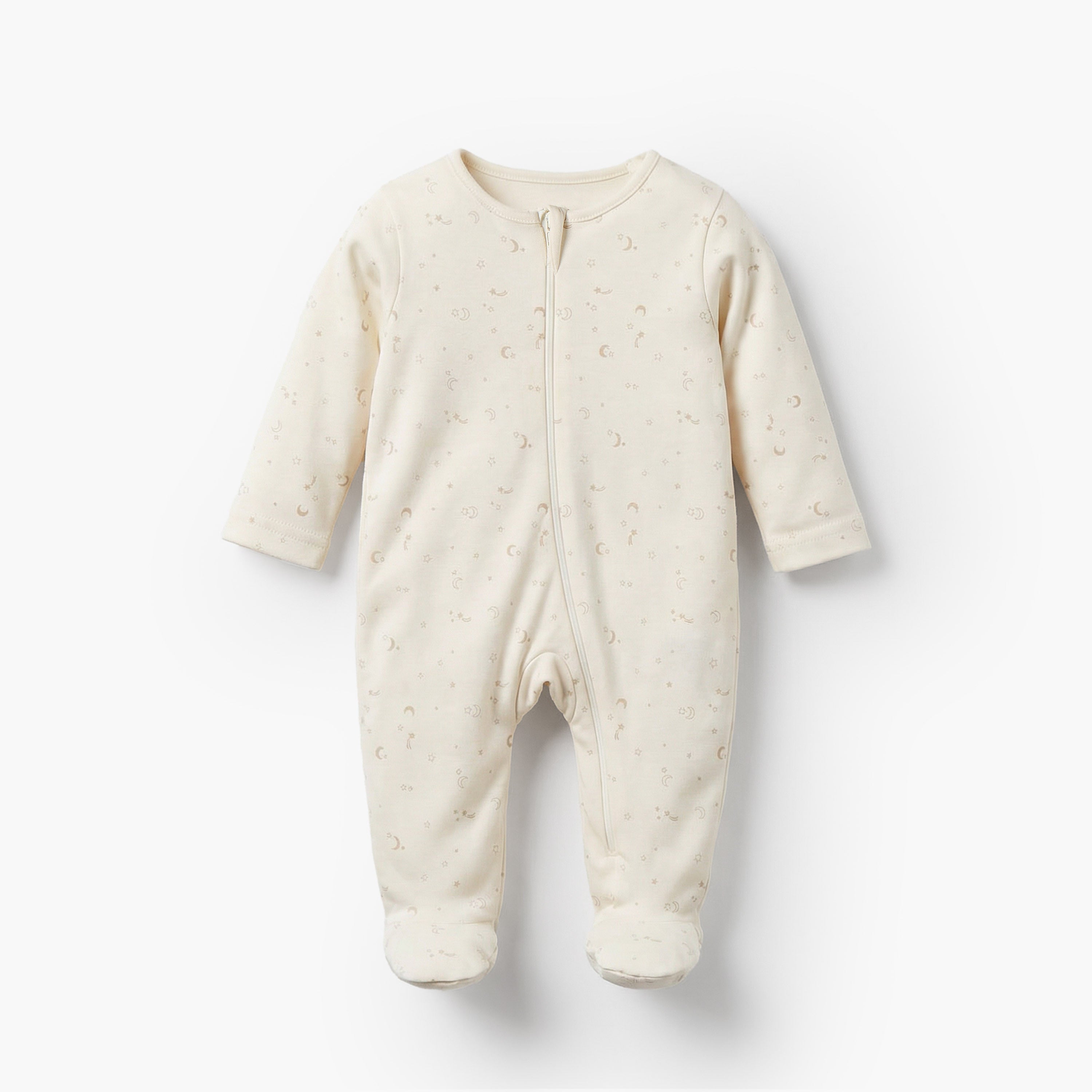 Pack of 7 Juniors Cotton Round Neck Long Sleeves Sleepsuit with Zip Closure