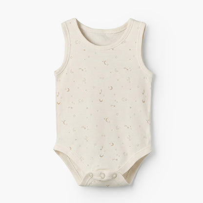 Pack of 7 Juniors Cotton Round Neck Sleeveless Bodysuit with Snap Button Closure