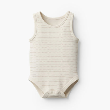 Pack of 7 Juniors Cotton Round Neck Sleeveless Bodysuit with Snap Button Closure