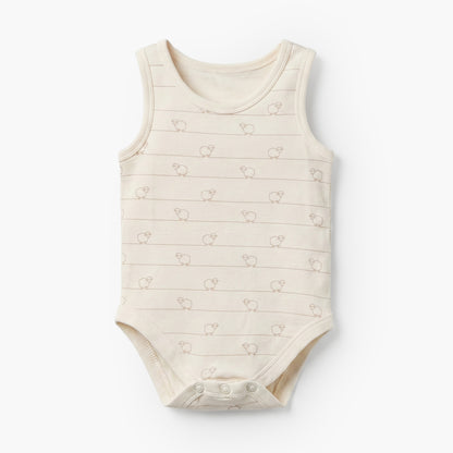 Pack of 7 Juniors Cotton Round Neck Sleeveless Bodysuit with Snap Button Closure