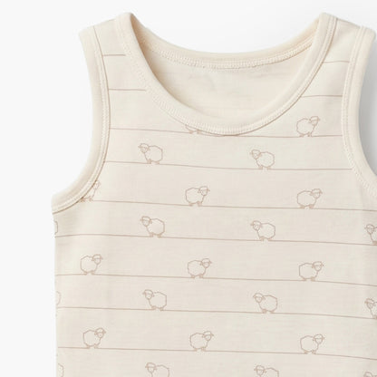 Pack of 7 Juniors Cotton Round Neck Sleeveless Bodysuit with Snap Button Closure