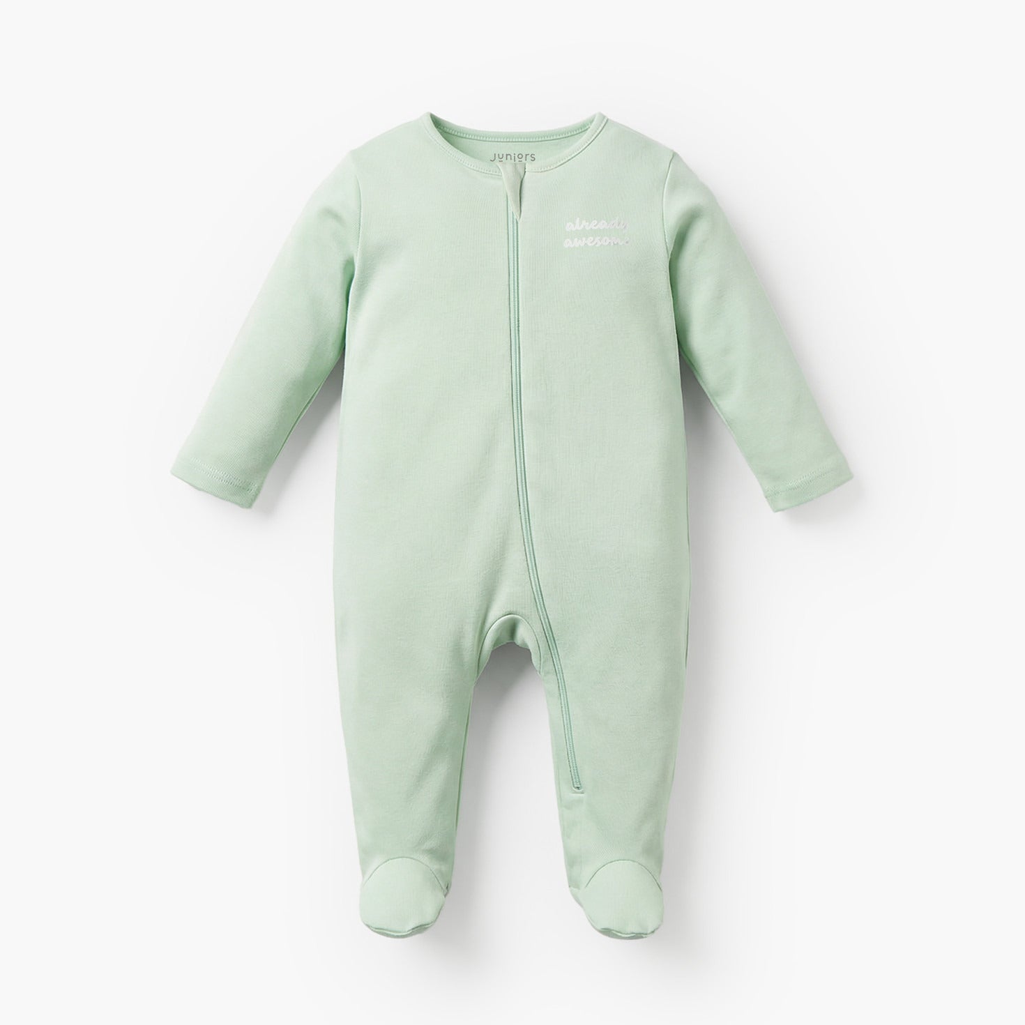 Pack of 7 Juniors Cotton Round Neck Long Sleeves Sleepsuit with Zip Closure
