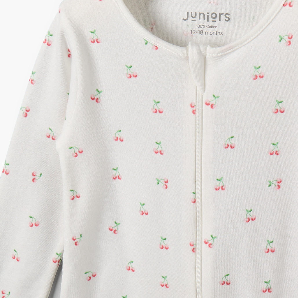 Pack of 7 Juniors Cotton Round Neck Long Sleeves Sleepsuit with Zip Closure