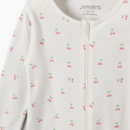 Pack of 7 Juniors Cotton Round Neck Long Sleeves Sleepsuit with Zip Closure