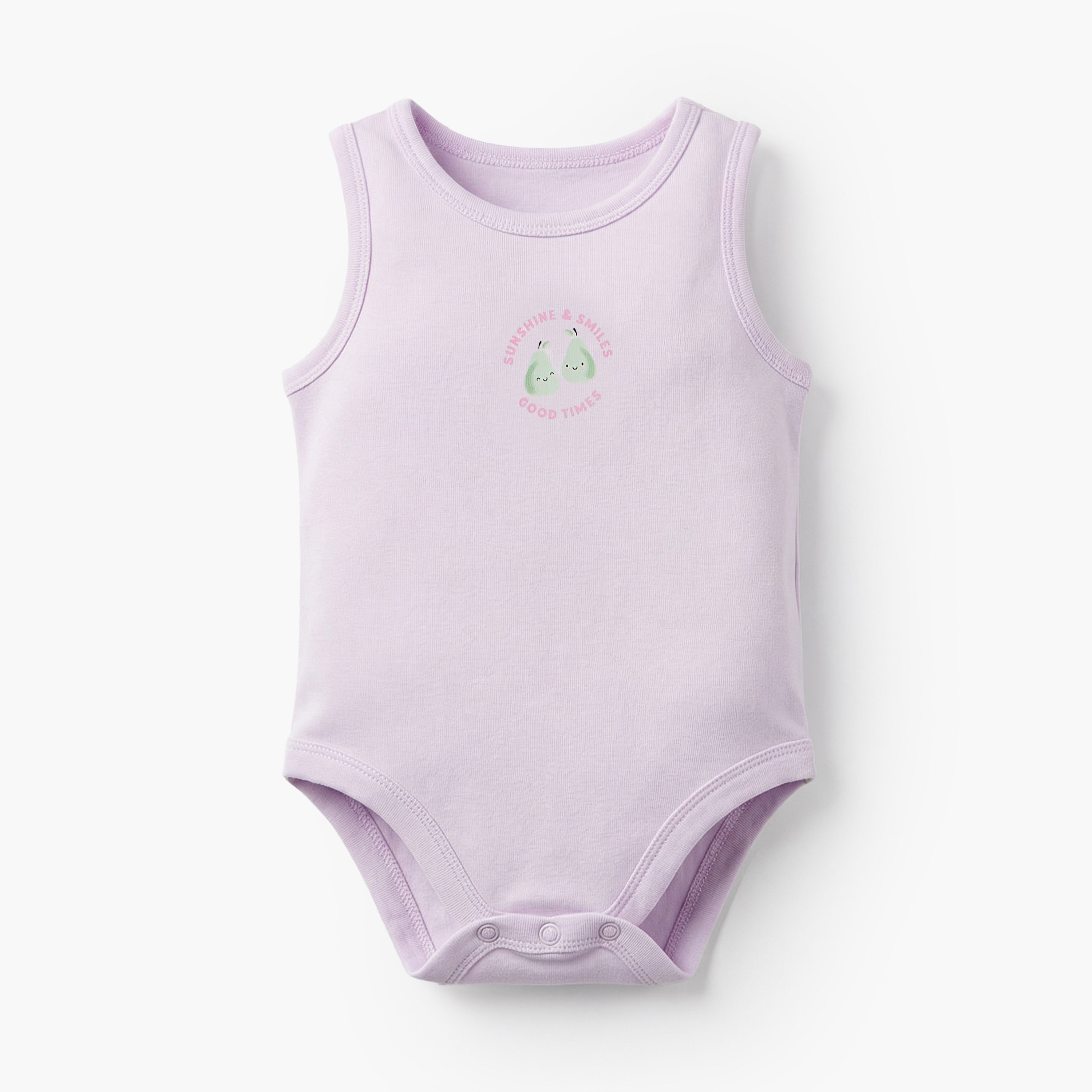 Pack of 5 Juniors Cotton Crew Neck Sleeveless Bodysuit with Snap Button Closure
